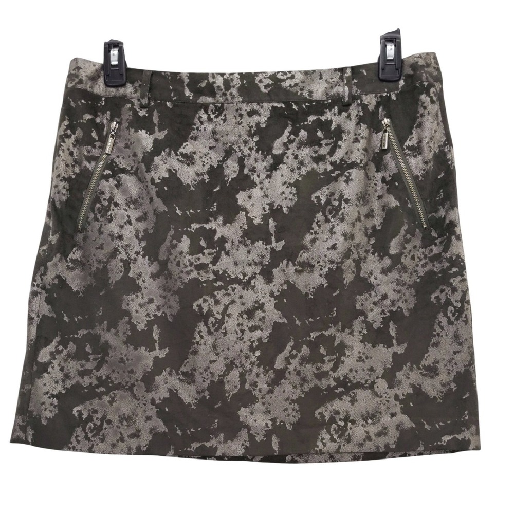 Vivienne Tam Mini Skirt Women 12 Black Silver Metallic Urban Jungle Print NWT